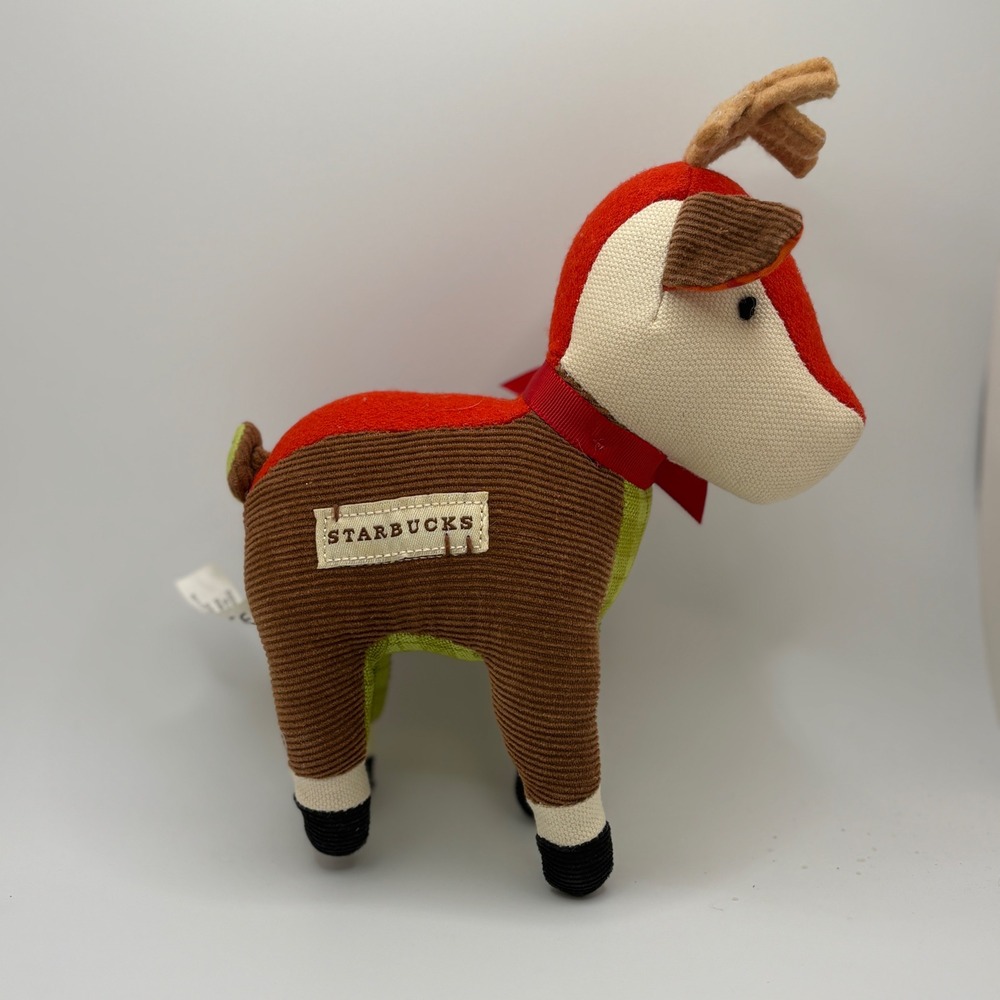Starbucks Reindeer Plush Stuffed Animal Christmas‎ Holiday Red Green Brown